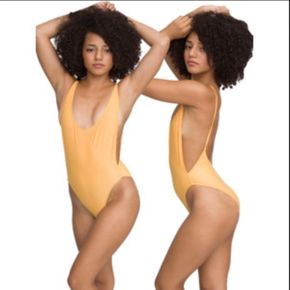 Orange one-piece swimsuit